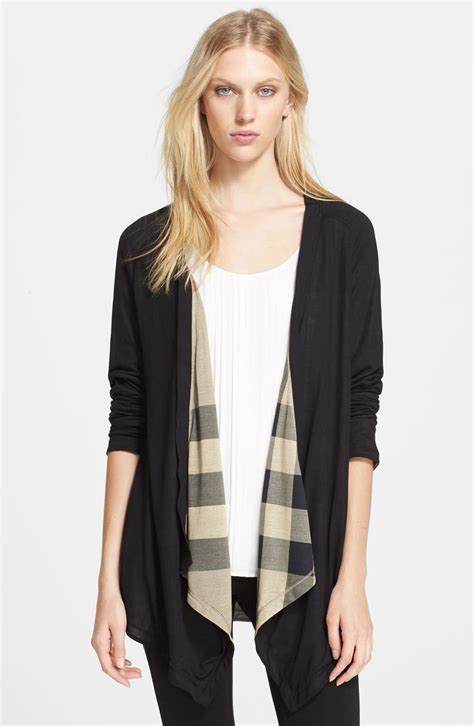 burberry drape front cardigan|Burberry check wool cardigan.